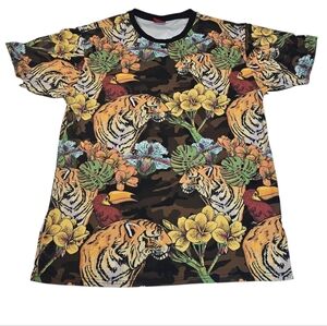 Mens Victorious Graphic Tee Tiger Jungle Print Sz XL